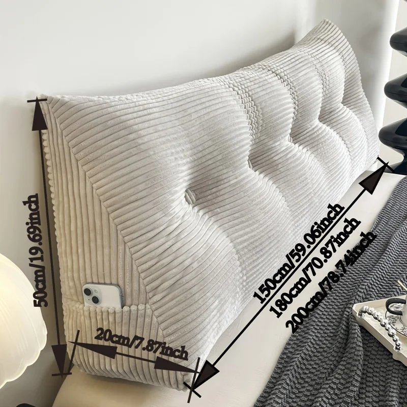 Pillow for Bed Reading, Striped Back Rest Cushion with Zipper, Lumbar Support Pillow for Sofa Sitting, Washable Headboard Pillow