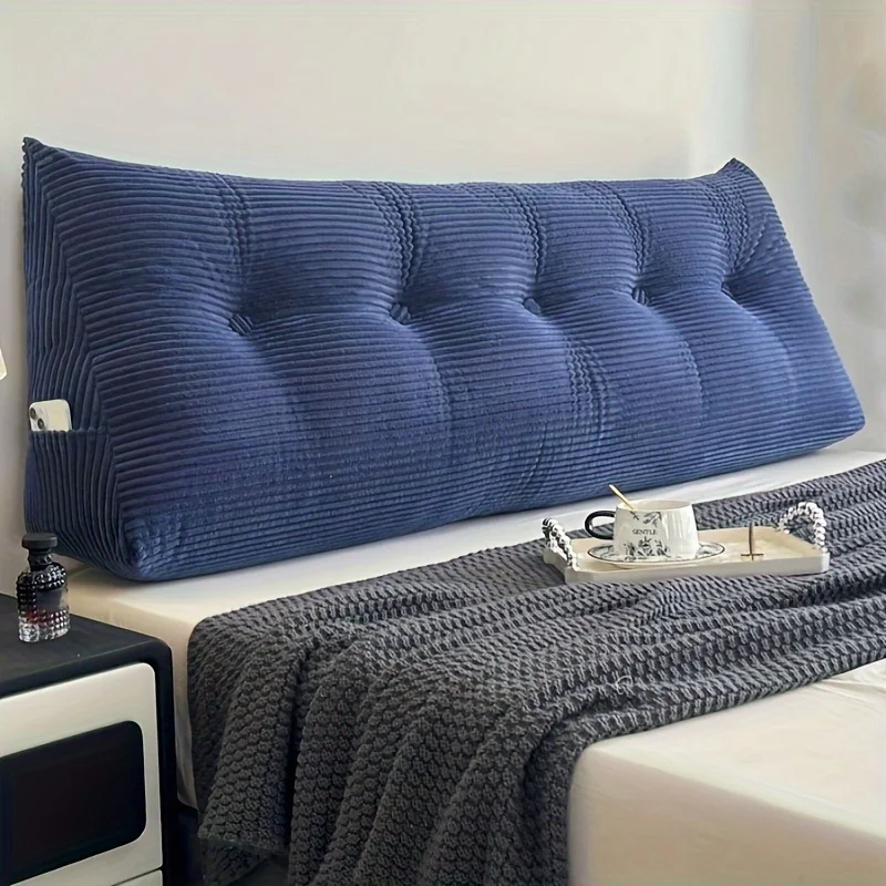 Pillow for Bed Reading, Striped Back Rest Cushion with Zipper, Lumbar Support Pillow for Sofa Sitting, Washable Headboard Pillow