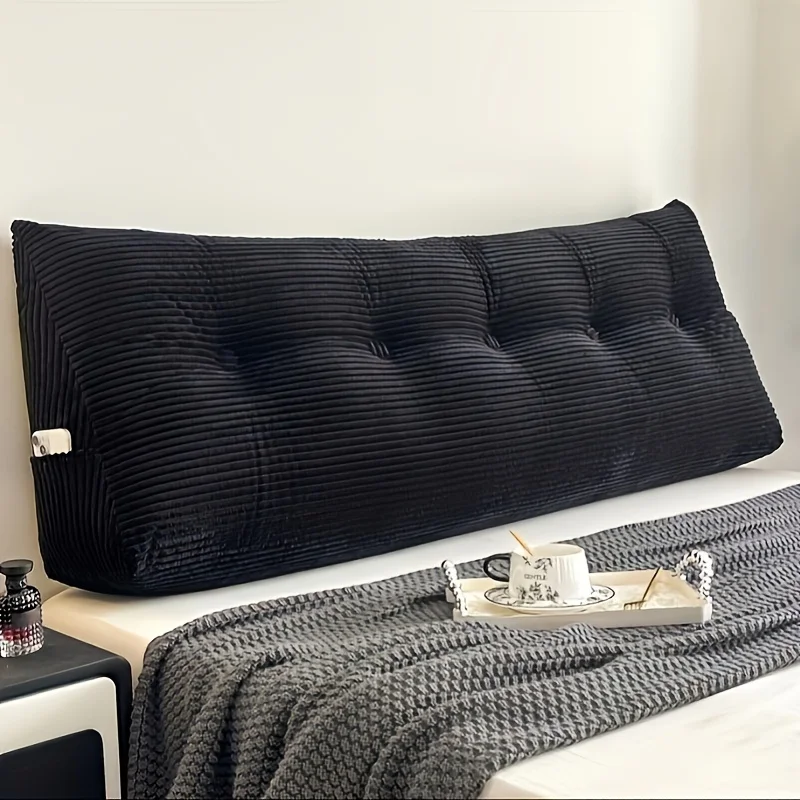 Pillow for Bed Reading, Striped Back Rest Cushion with Zipper, Lumbar Support Pillow for Sofa Sitting, Washable Headboard Pillow