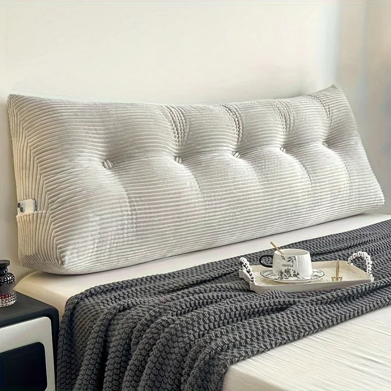 Pillow for Bed Reading, Striped Back Rest Cushion with Zipper, Lumbar Support Pillow for Sofa Sitting, Washable Headboard Pillow