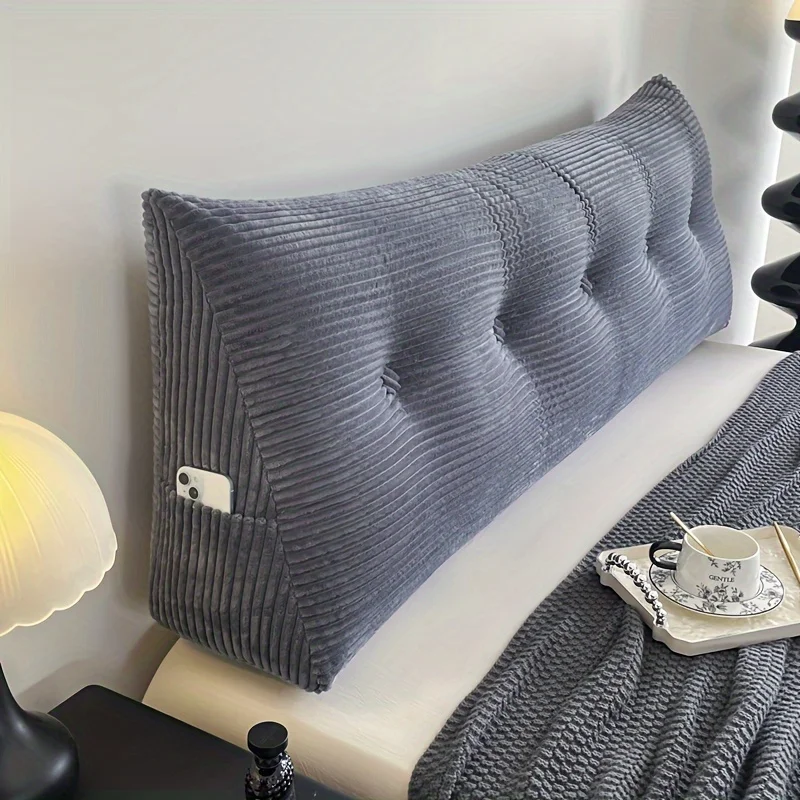 Pillow for Bed Reading, Striped Back Rest Cushion with Zipper, Lumbar Support Pillow for Sofa Sitting, Washable Headboard Pillow