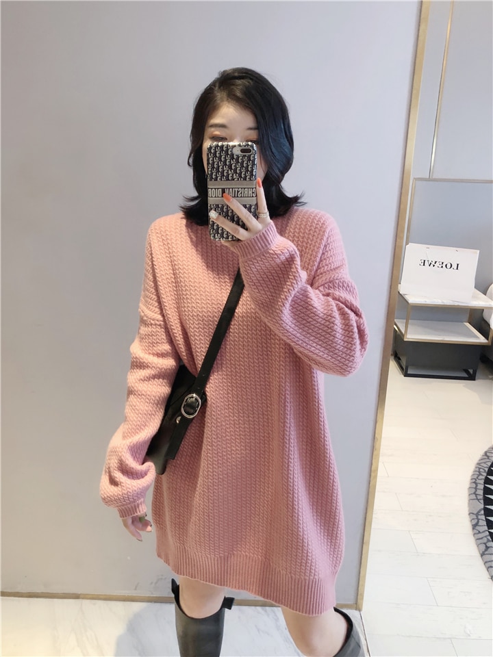 Autumn and Winter 2022 Women's Long Dress Cashmere Long Dress Casual Underskirt Sweater Long Dress Loose Pullover