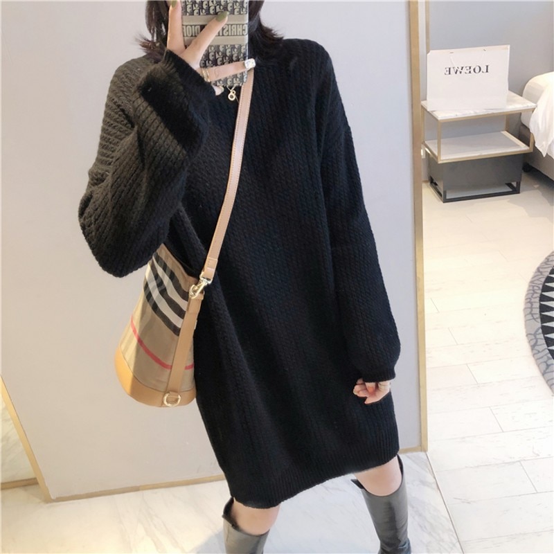 Autumn and Winter 2022 Women's Long Dress Cashmere Long Dress Casual Underskirt Sweater Long Dress Loose Pullover