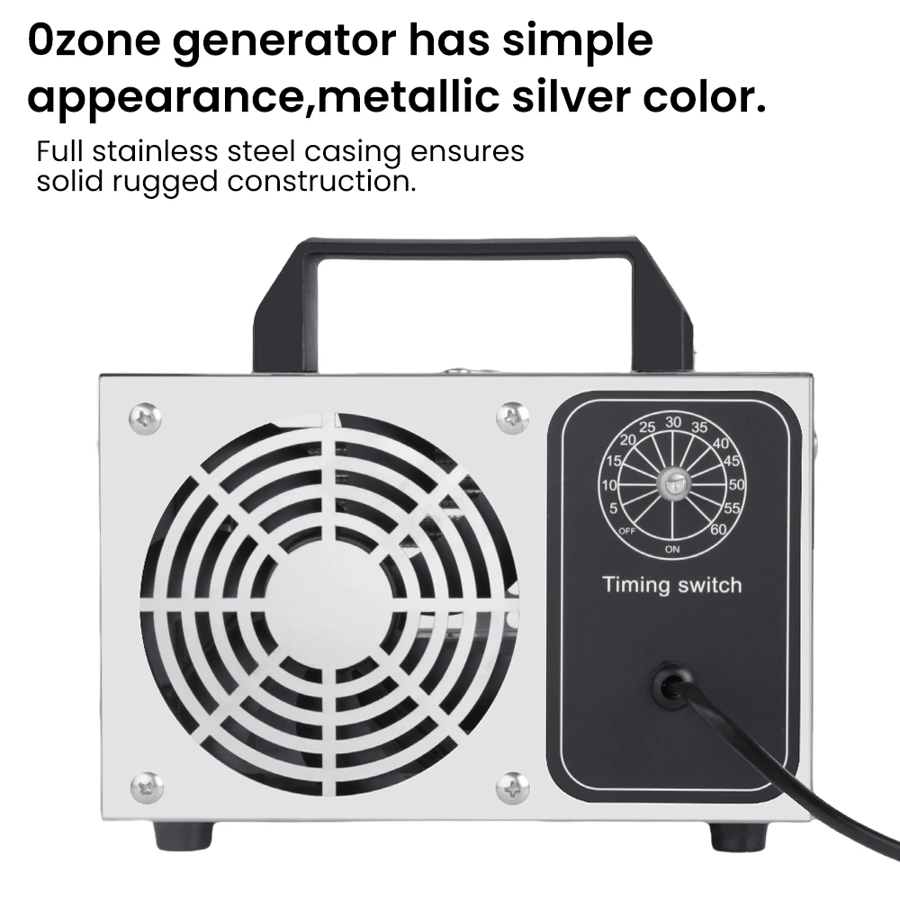 Ozone Air Purifier Portable O3 Ozoniser with Timing Button for Car Garages Home Hotels Kitchen and Pets Cleaning Odours