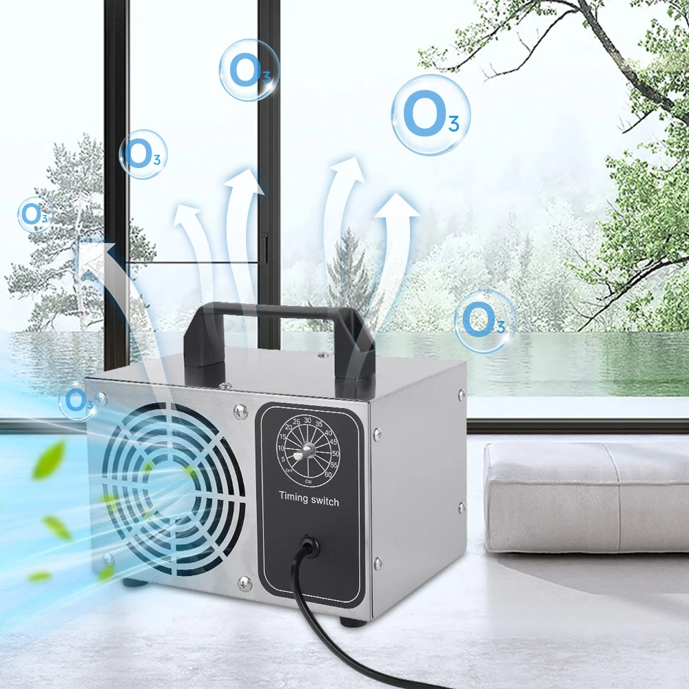 Ozone Air Purifier Portable O3 Ozoniser with Timing Button for Car Garages Home Hotels Kitchen and Pets Cleaning Odours